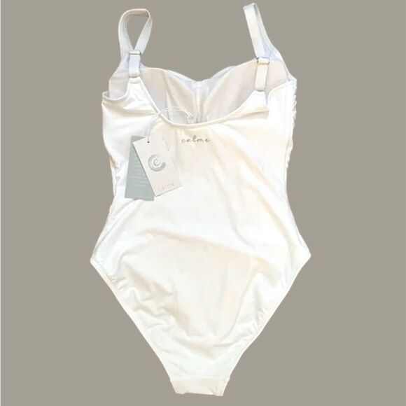 Johnny Was Calme Tank One Piece Swimsuit In White - Picture 3 of 4